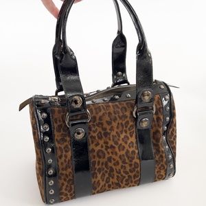 STUART WEITZMAN HANDBAG - ANIMAL PATTERN LEATHER - AND PATENT LEATHER